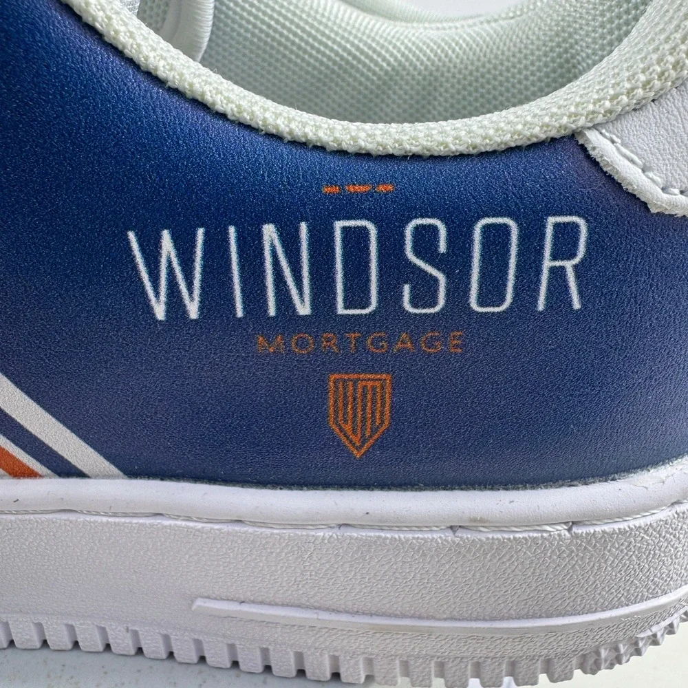 Windsor Mortgage Sneakers Men 10 Blue Orange Stripe Lace Up Low Top